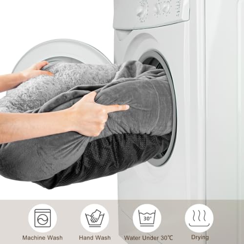 Small Dog Bed Cat Bed with Hooded Blanket (S(23" x 23" x 7") / Dark Grey)