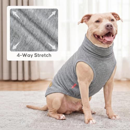 2Pack Dog Sweater Stretchy Dog Sweatshirt Warm Pet Coats Soft Pet Clothes Pullover Sweaters for Medium Dogs Girl Turtleneck Large Dogs Sweater (XX-Large (32-55lbs) / 3# Stripe+Grey)