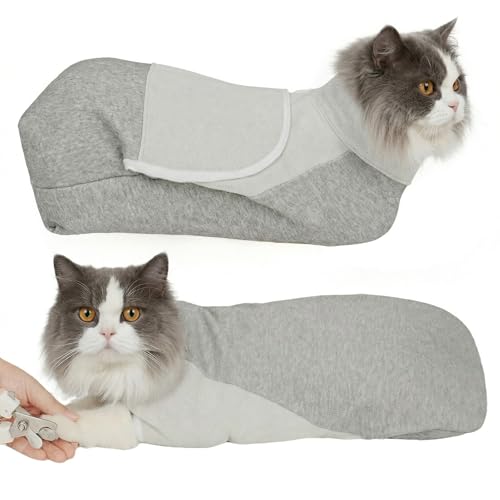Cat Wrap for Cutting Nails (L(15-28lbs) / Grey)