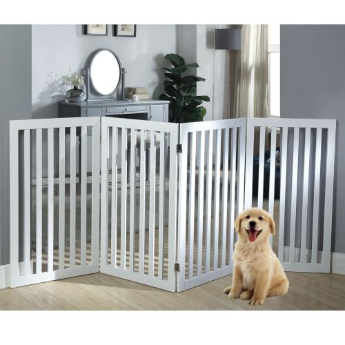 36”H Free Standing Pet Gate for Dog (White / 80"W×36"H)