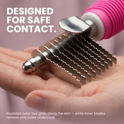 Poodle Dematting Fur Rake Comb Brush for Dogs and Cats (Pink / Dematting Comb)