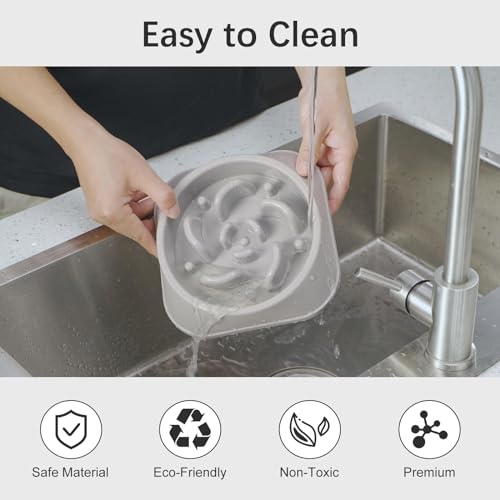 1 Pack Slow Feeder Dog Bowls (I-Gray / Medium)