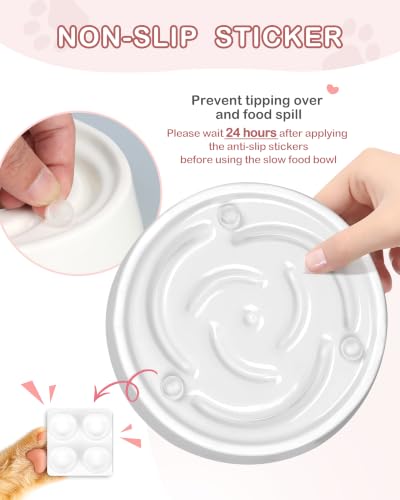Ceramic Slow Feeder Dog Bowls (M-1.5 Cups / 01-White)