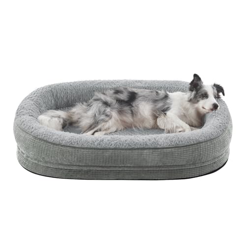 Orthopedic Dog Bed for Large Dogs (Light Grey / 35"l X 25"w X 7.0"th)