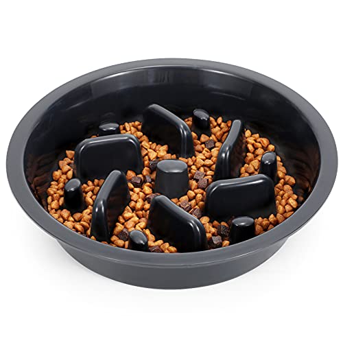 Dog Slow Feeder Bowl (2 Cups-Fit Opening 7.5"-8"Feeder / D-Dark Gray)