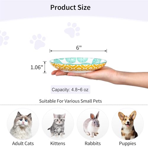 6 Inch Ceramic Cat Bowls (6 Inch, Set of 6 / Assorted Colors)