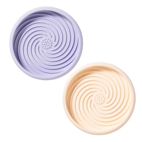 Lick Dish Silicone Dog & Cat Lick Mat Slow Feeder Dish (Periwinkle + Almond / Small)