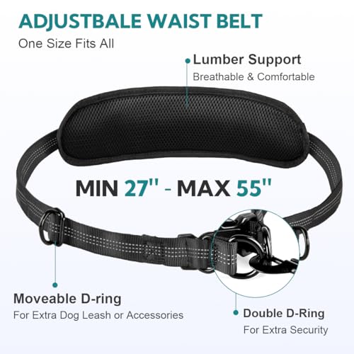 Hands Free Dog Leash with Pouch (Black/Olive Green)