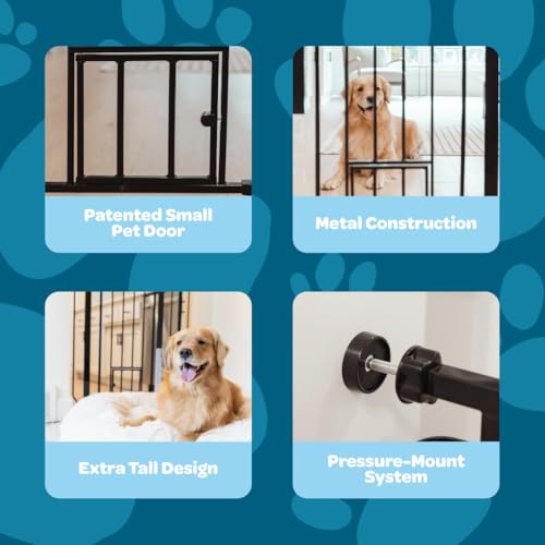 Carlson 36" Extra Tall Walk Through Dog Gate for Doorways & Bottom of Stairs (Black / 29.5-36.5" W x 36" H)