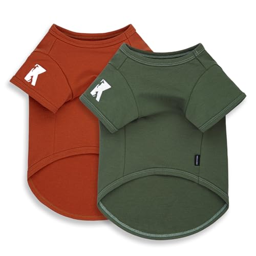Dog Shirts Soft Cotton Stretchy Clothes (Rust & Mist Green / 4XL-(35~55lb) | Chest(~31"))