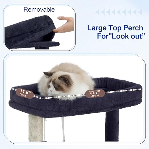 Cat Tree Cat Tower with Sturdy Steel Tube (70.5 inches / Smoky gray)