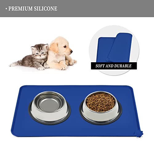 Silicone Pet Feeding Mat (Navy Blue / 24" x 16")