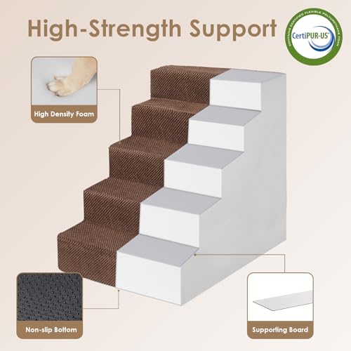 Dog Stairs for Bed 22.5" H (Brown / Extra Wide 17.7" x 35" x 22.5")