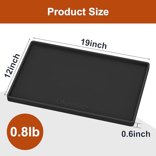 19" x 12" Extra Thick Silicone Mat Waterproof with Raised Edge (Black / 19"L x 12"W)
