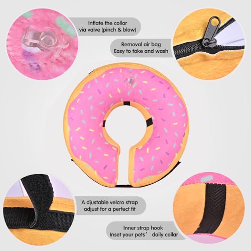 Inflatable Dog Cone Collar for Dogs & Cats (Yellow/Pink Cheese / Medium (Neck: 11"-15"))