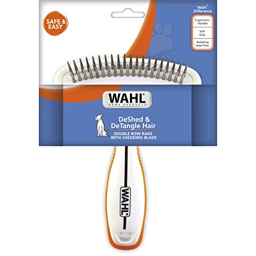 2-in-1 Combination Double Row Pet Rake with Hair Shedding Blade (1 Count (Pack of 1))