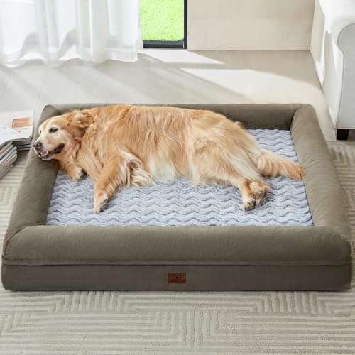 Giant Dog Bed Orthopedic for Senior Dog Bed Comfy Sleeping (Dark Green / XXXX-L (61x43x7.5in))