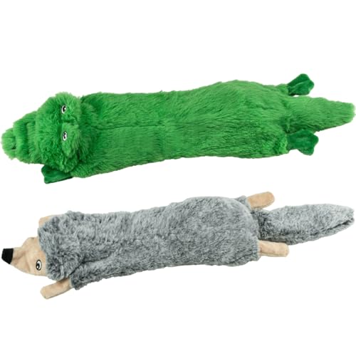Dog Squeaky Toys No Stuffing 2 Pack (Large / Fur Plush-2 Pack)