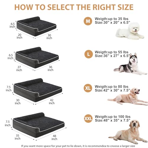 Orthopedic Washable Dog Bed (Black / 48.0"l x 35.0"w x 7.5"th)