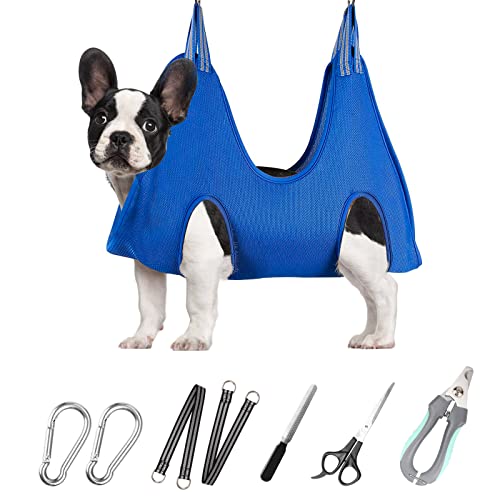 Pet Grooming Hammock (S for Small Dogs 30LB / Blue)