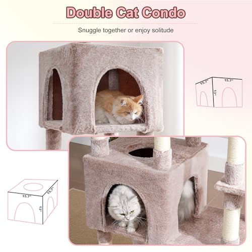 Cat Tree, 76-Inch Tall Heavy Duty Cat Tower for Big Cats HCT039MU (Rosy Brown / 76.8 inch)