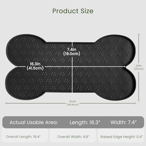 Dog Food Mat Anti (19.4" x 9.8" / Black)