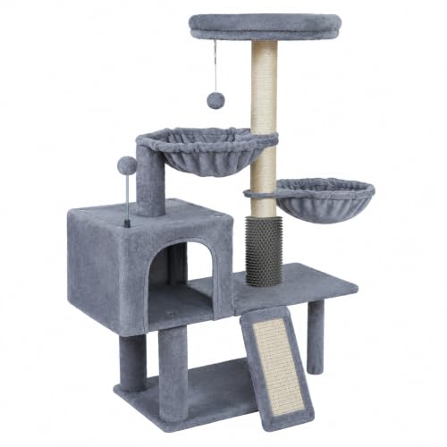 Cat Tree with Cat Condo and Two Hammocks (Small / grey2)