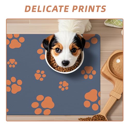 Pet Feeding Mat Dog Cat Food Mat Absorbent No Stains Quick Dry Rubber Bottom Anti (BLUE-JY / 16"×24")