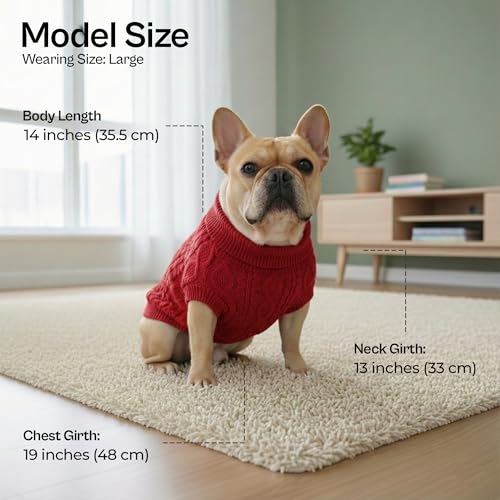 Dog Sweater Pull Over (XL / Cable Knit Red)