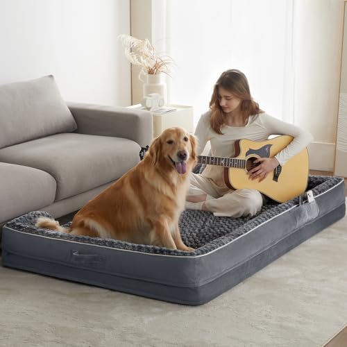 Orthopedic Washable Human Dog Bed for Adult & Dog Cozy Sleep (61.0"l X 43.0"w X 7.0"th / Dark Grey)