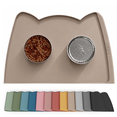 Large Dog Food Mat (24"L x 15"W / Beige)