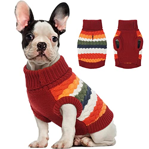Dog Sweater Thermal Dog Sweaters for Medium Dogs Girl Boy (Medium (Chest: 15.7''; Weight: 9 - 13LB) / Red)