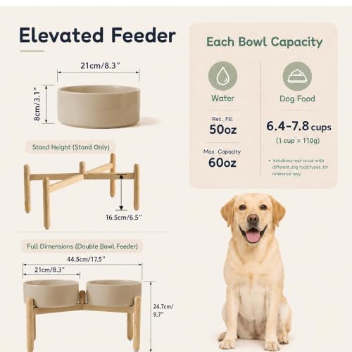 Ceramic Dog Bowls Elevated (Greige)