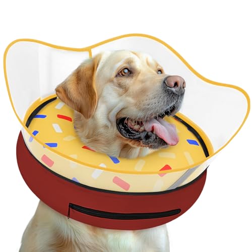 Elevated Inflatable Dog Cone Collar Alternative After Surgery (Donut Yellow / S(Neck 7"-9.5"))