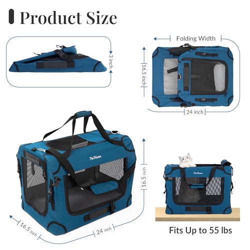 Extra Large Cat Carrier for 2 Cats (24.0"L x 16.5"W x 16.5"H / Prussian Blue)