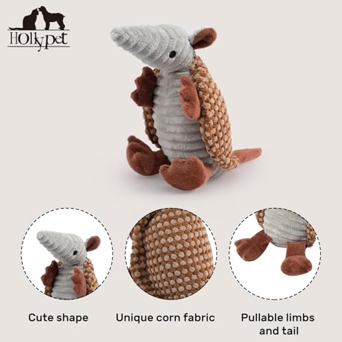 Armadillo Squeaky Puppy Dog Toys for Small Medium Dogs (8 IN / Brown and Bronze)
