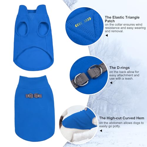 Dog Fleece Vest Sweater Winter Jacket for Small and Medium Dogs with D (Large / NAVY BLUE)