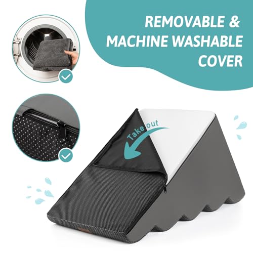 Wide Dog Stairs for Small Dog 15.7" H (Dark Grey / Wide:17.7"x22.4"x15.7")