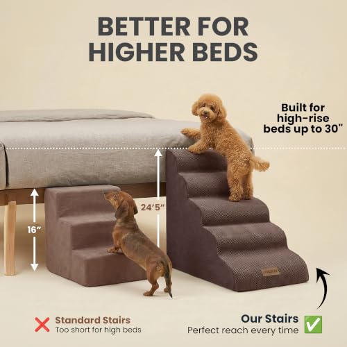 Dog Stairs for High Beds (Chocolate / Stairs 24.5"H)