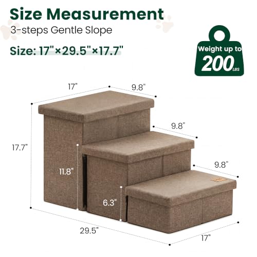 Dog Stairs for High Bed (Light Brown / 29.5" X 17" X 17.7" H)
