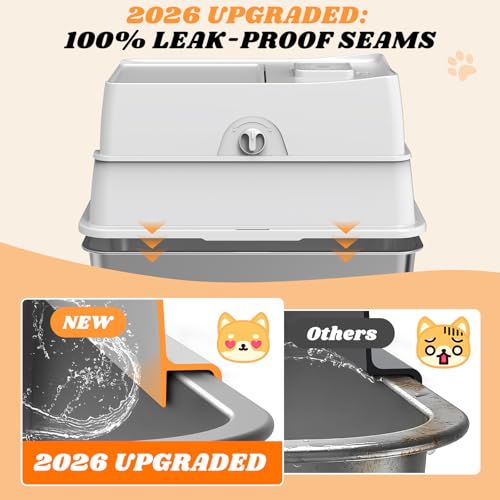 Stainless Steel Litter Box with Lid (Silver Grey / X-Large)
