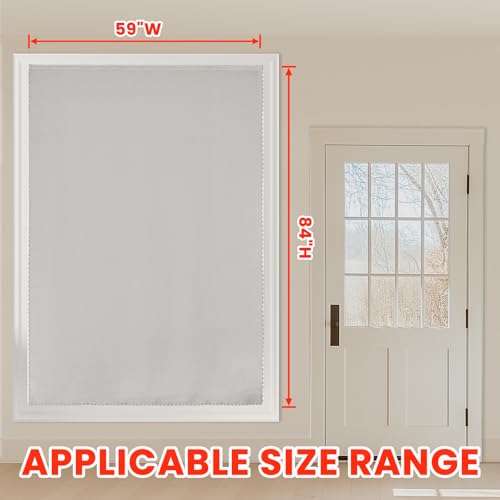 100% Blackout Shades Window Cover Self Adhesive Curtains Sticky Curtain Portable Easy Open Black Out Curtains for Bedroom Living Room No Drilling (White/ Thickened / 59"W x 84"L (Pack of 1))