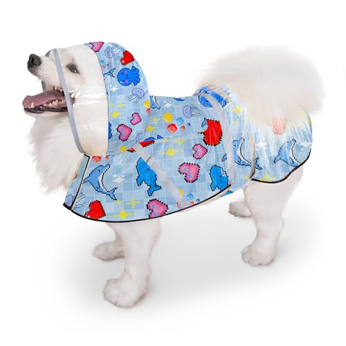 Dog Raincoat Adjustable Rain Jacket with Hooded Double Layer for Large Medium Small Dogs Puppies (Ocean Blue / Large)