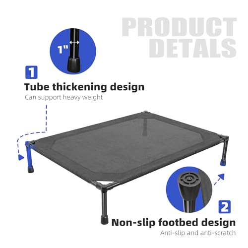 Elevated Dog Bed for Large Dogs (42"L x 31"W x 8.5"Th / Black)