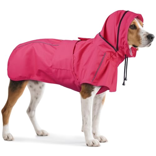 Dog Raincoat Waterproof Dog Rain Jacket with Hood (Pink / Large)
