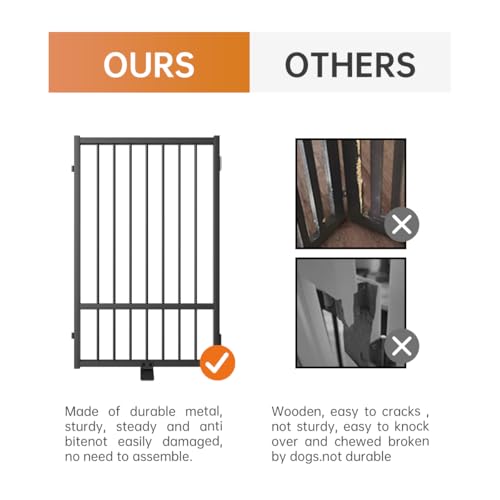 Full Metal Freestanding Dog Gate with Door (【2 Panels】40"W*24H" / Black)