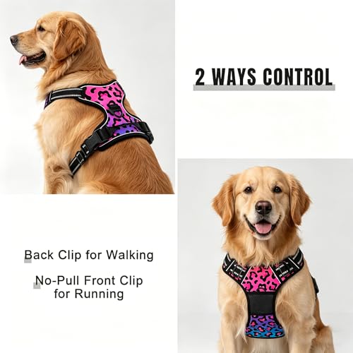 No Pull Dog Harness (Neon Leopard Print / Medium)