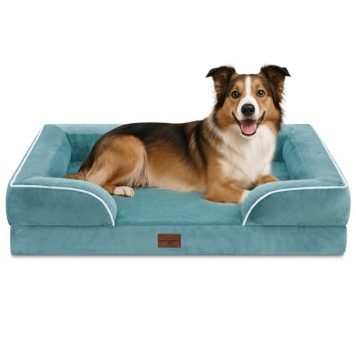Waterproof Orthopedic Dog Beds for Large Sized Dog (38.0"L x 25.0"W x 7.0"Th / Washed Blue)