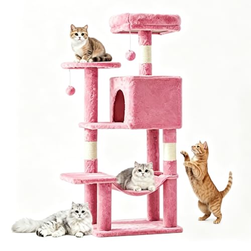 44 Inch Cat Tree Tower for Indoor Cats and Kittens (Pink / 44 IN)