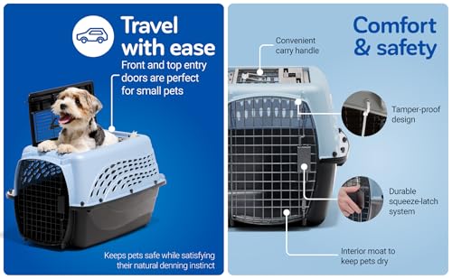 Dog Crate for Small Dogs and Cat Carrier (Two-door / 24.0"L x 16.8"W x 14.5"H / Pearl Tan)